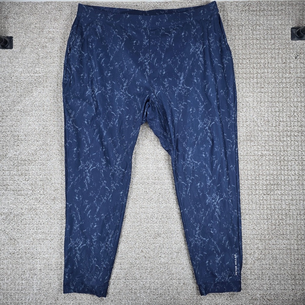 Peter Millar Crown Atlas Sport Mens 2X Blue Marble Performance Golf Jogger Pants